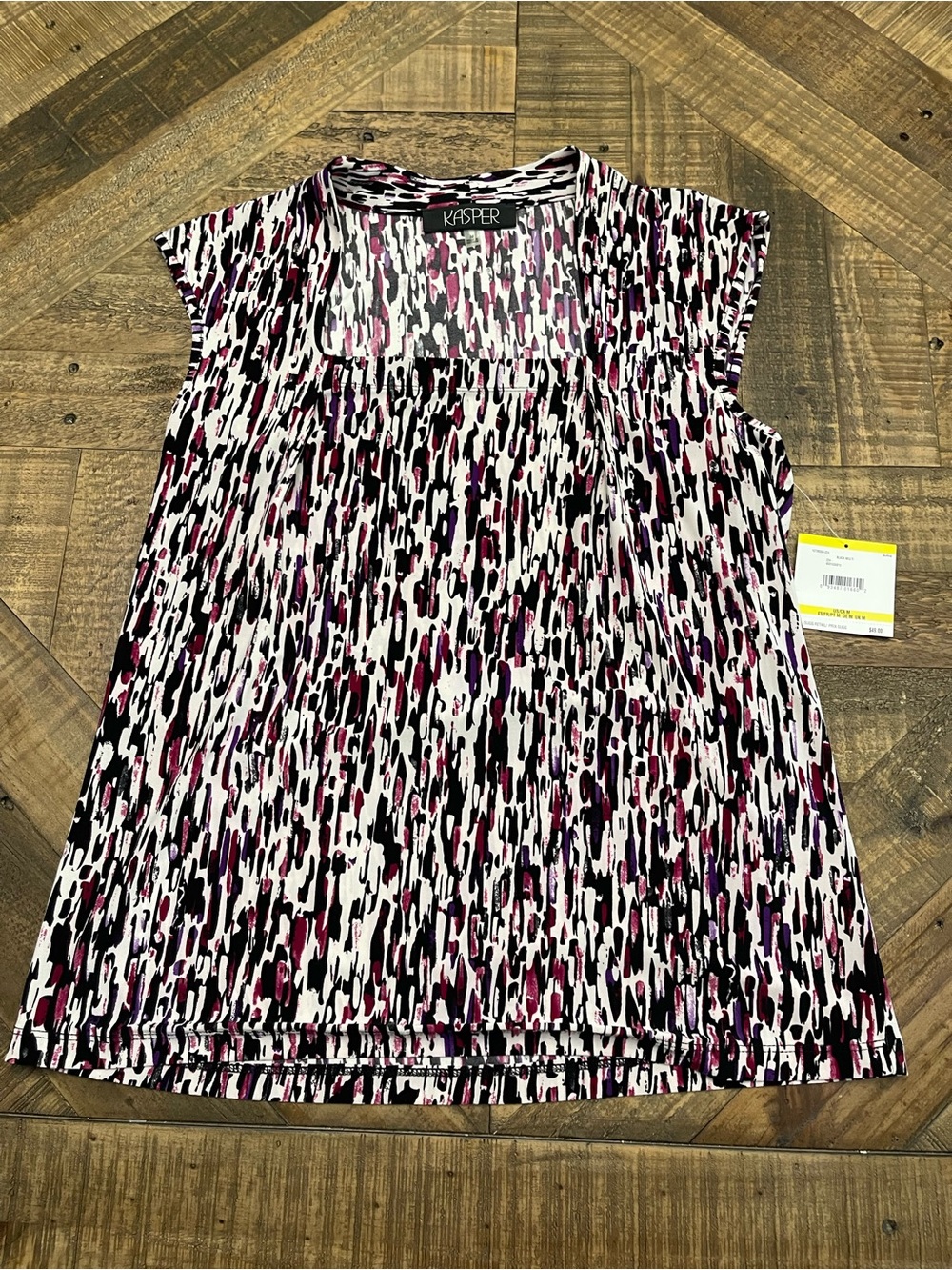 NWT Kasper Abstract Print Square Neck Sleeveless Blouse Shell Top - Women's M